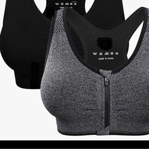 Seamless Black and Gray Sports Bra Set